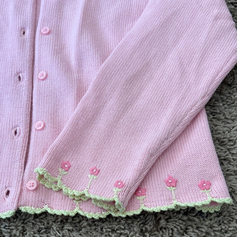 Gymboree Pink Cardigan with Floral Trim - Picture 2 of 2